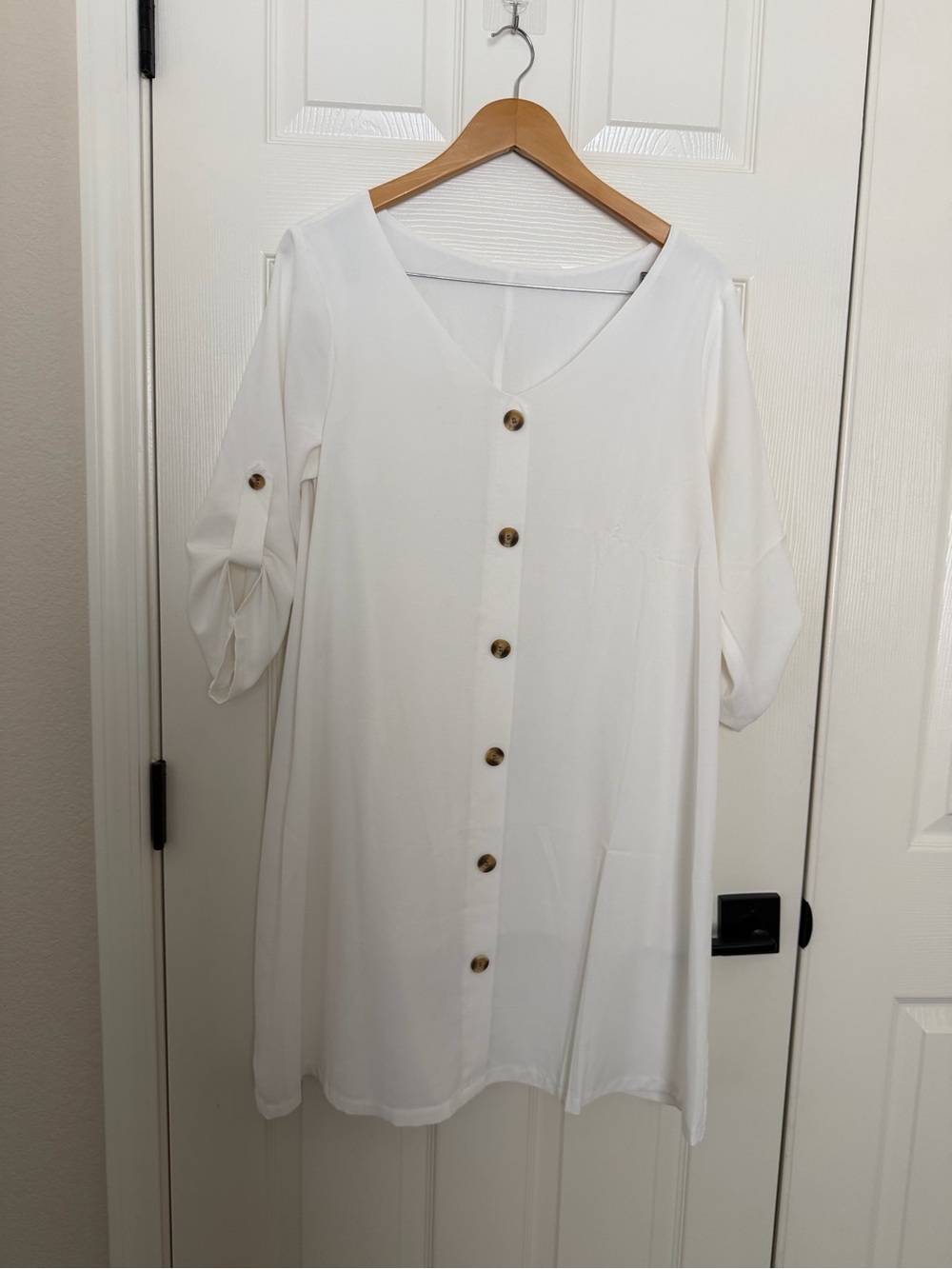 Amazon White Button Down Dress - Lightweight sz L